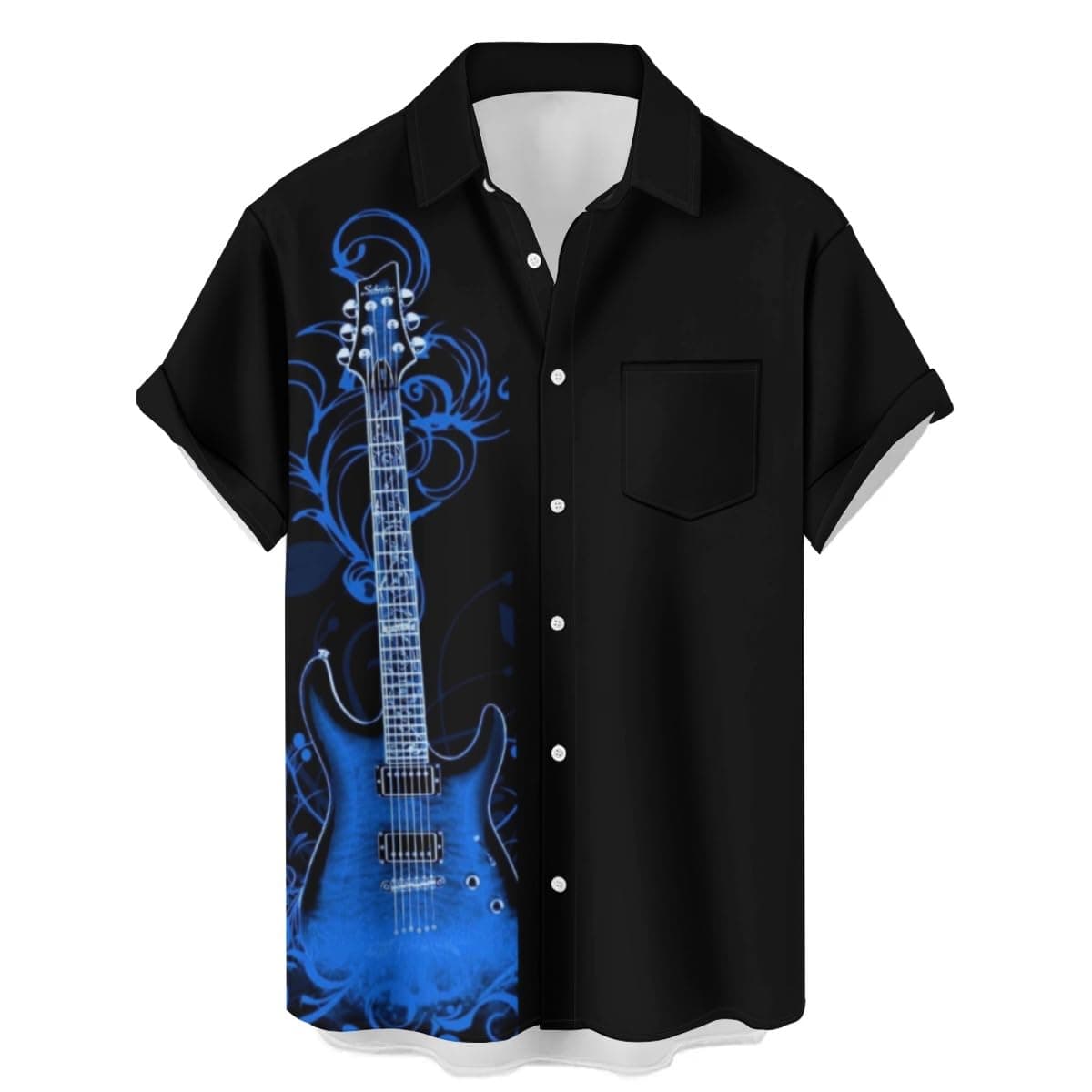 Music Shirts for Men Hawaiian Bowling Printed Short Sleeve Casual Button Down Shirts
