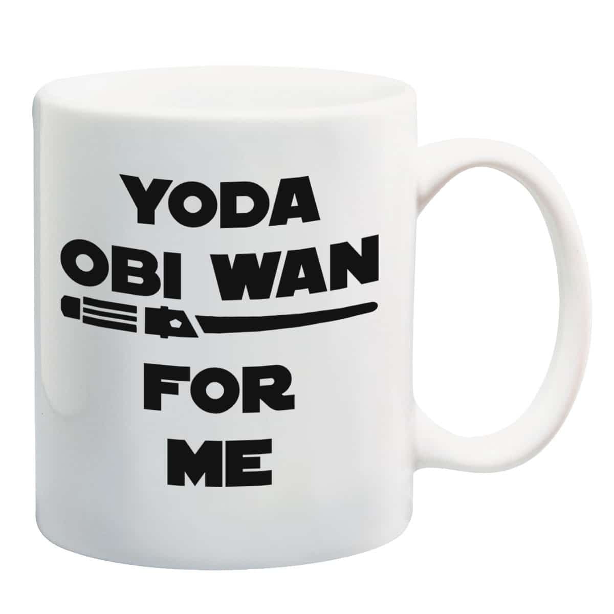 Funny 11oz Coffee or Tea Mugs - YODA OBI WAN For Me by Eitly (White) -Great Sarcasm Gift for Men, Women, Mom or Dad, Sister, Brother, Boss, Teacher