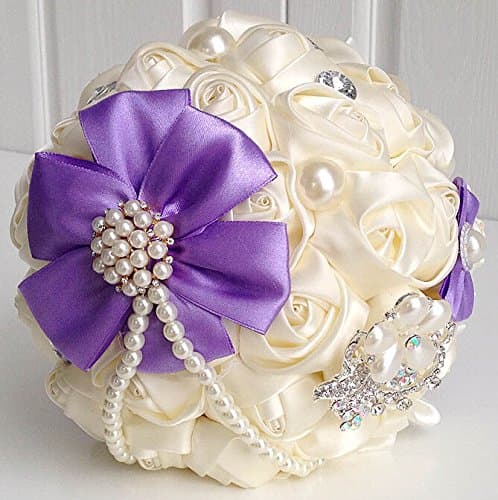 jane to love Advanced Customization European and American Wedding Handmade toss bouquet Wedding bride bridesmaid holding flowers High-grade diamond roses ivory & purple bouquet