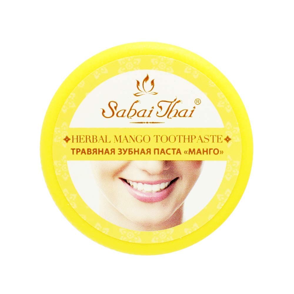 SABAI THAI 100% Natural Mango Intensive Stain Remover Whitening Toothpaste, Complete Oral Care and Protection, Toothpaste Fluoride Free, Vegan Friendly