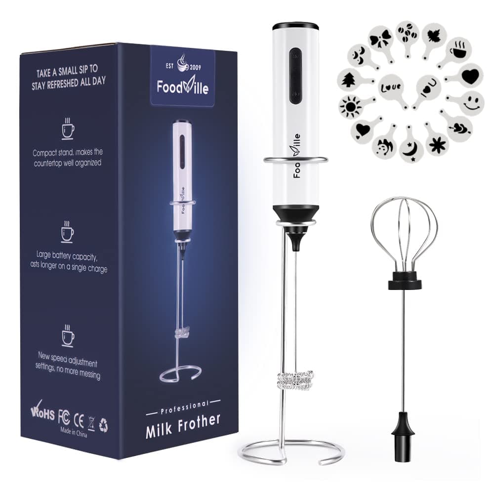 COOLAPA MF05 Rechargeable Milk Frother Handheld Foam Maker with Stainless Whisk for Cappuccino, Latte, Bulletproof Coffee, Keto Diet, Protein Powder, Matcha