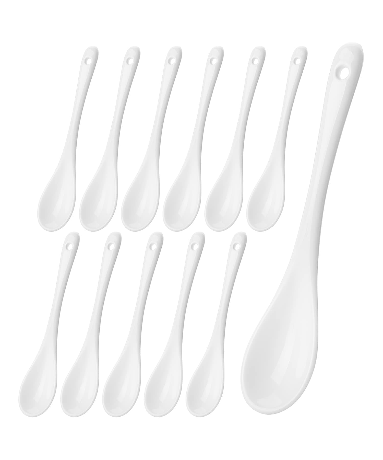 BTaT- Tea Spoon, Set of 12, White Porcelain Espresso Spoons