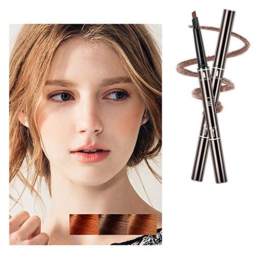 3D Eyebrow Pencil, Sweatproof Long Lasting Non-marking Eyebrow Pencil Brow with Brush for Girls 2 PACK（5# Light coffee）