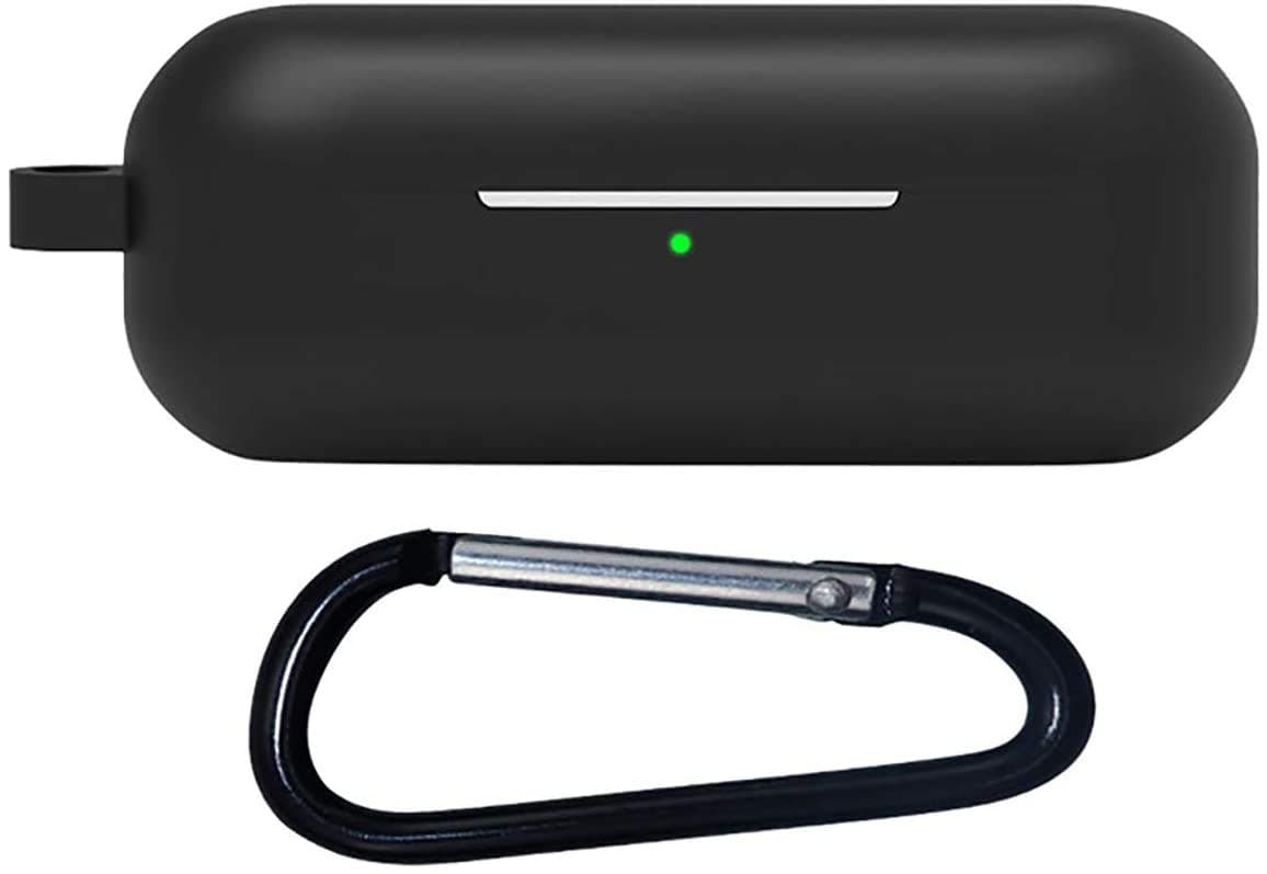 QULLOO Compatible with Huawei Freebuds 3i / Honor Magic Earbuds Case, Silicone Shockproof Case Cover for Huawei Freebuds 3i / Honor Magic Earbuds (With Hook, Black)