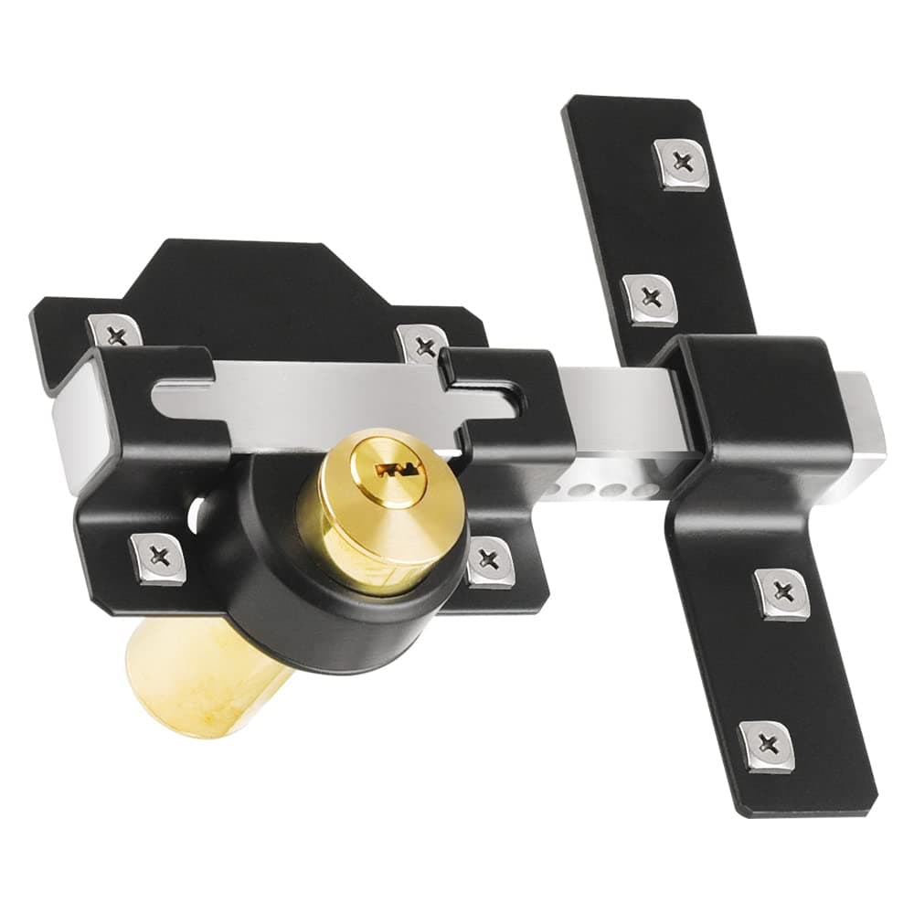 Both Side Lock Door 50mm Long Throw Gate Lock Stainless Steel Grade Lockable with Rear Double Locking for Yard，Garden Doors/Gates Supplied 5 Keys