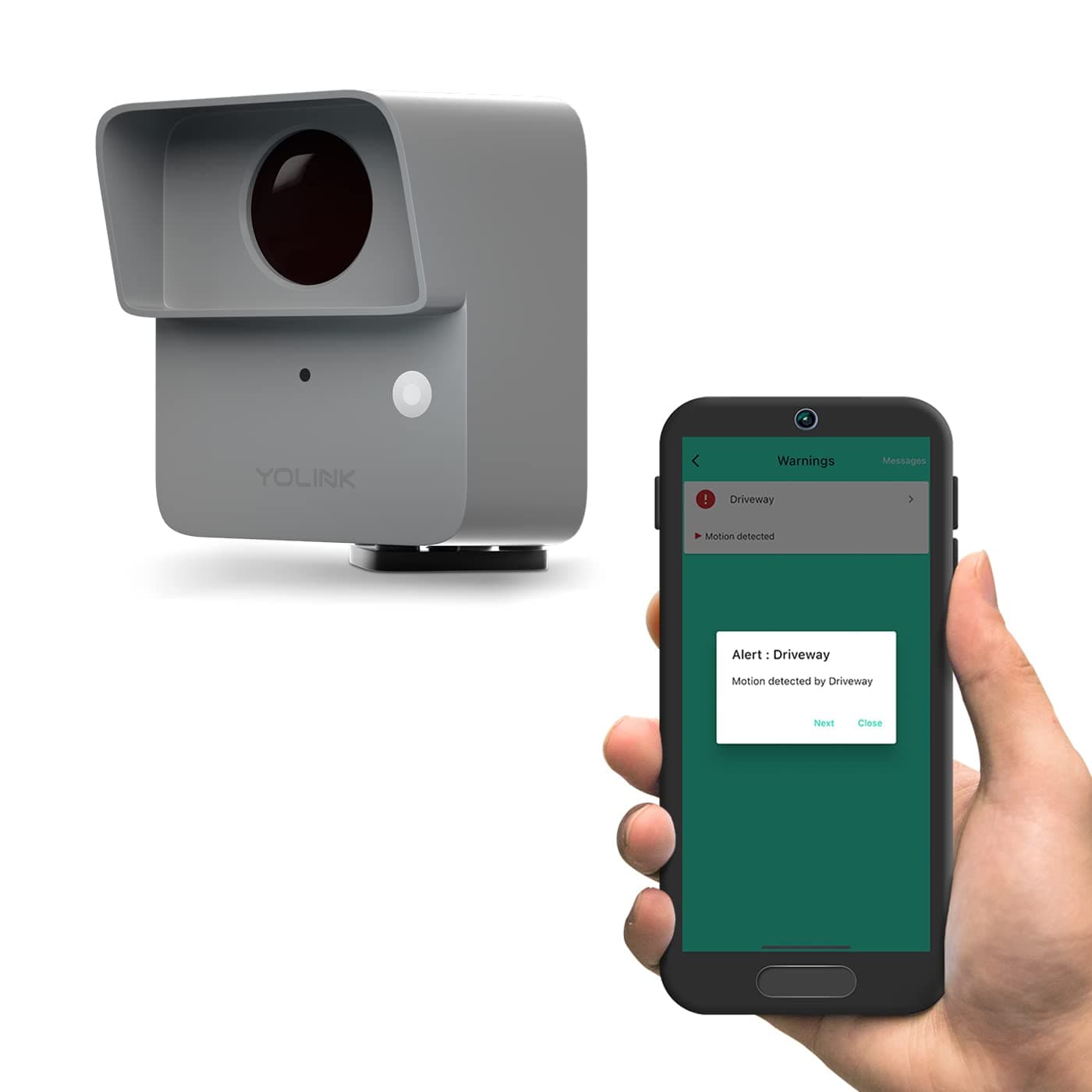 YoLink LoRa Smart Outdoor Motion Detector Sensor, Driveway Alert, Property Invasion/Tresspassing Detector, 1/4 Mile Open Air Range, Email/SMS/Push Alerts, Alexa, IFTTT, Home Assistant (Hub Required)