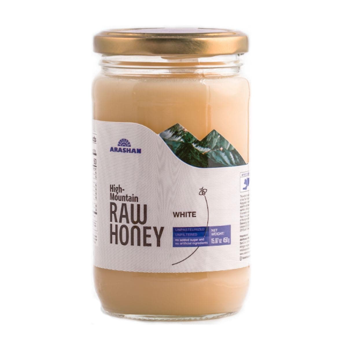 ARASHAN White Honey – Raw Unfiltered Honey, (15.87 Oz) | Wildflower/Clover Honey From The “Mountains Of Heaven” (Tien Shan, KGZ) | Natural, Wild Honey From Bees | Anti-Aging. (Pack of 1)