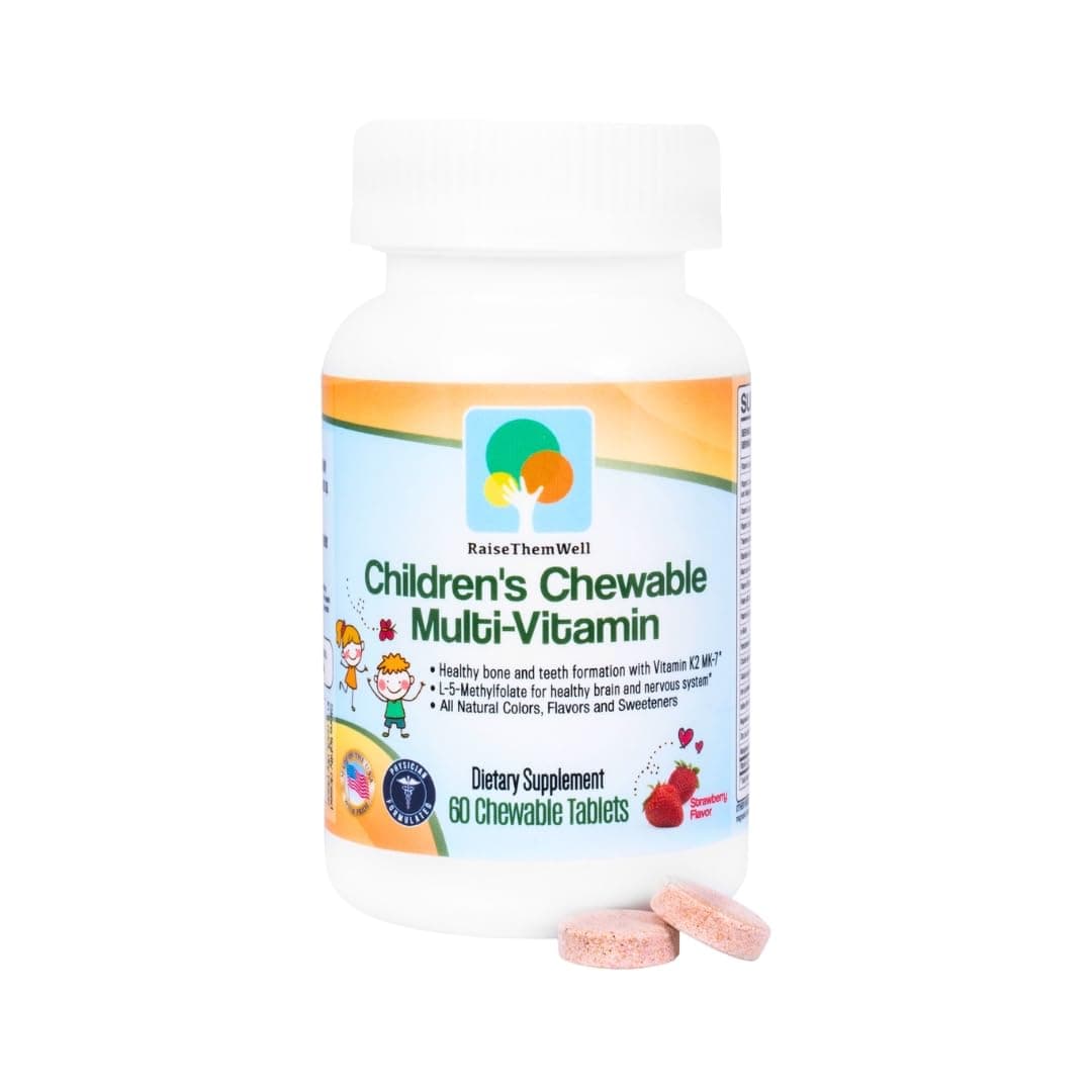 Tasty Chewable Kids Multivitamin, All-Natural Colors, Flavors & Sweeteners, Daily Essential Vitamins for Children, Easy-to-Chew Vitamins, Strawberry