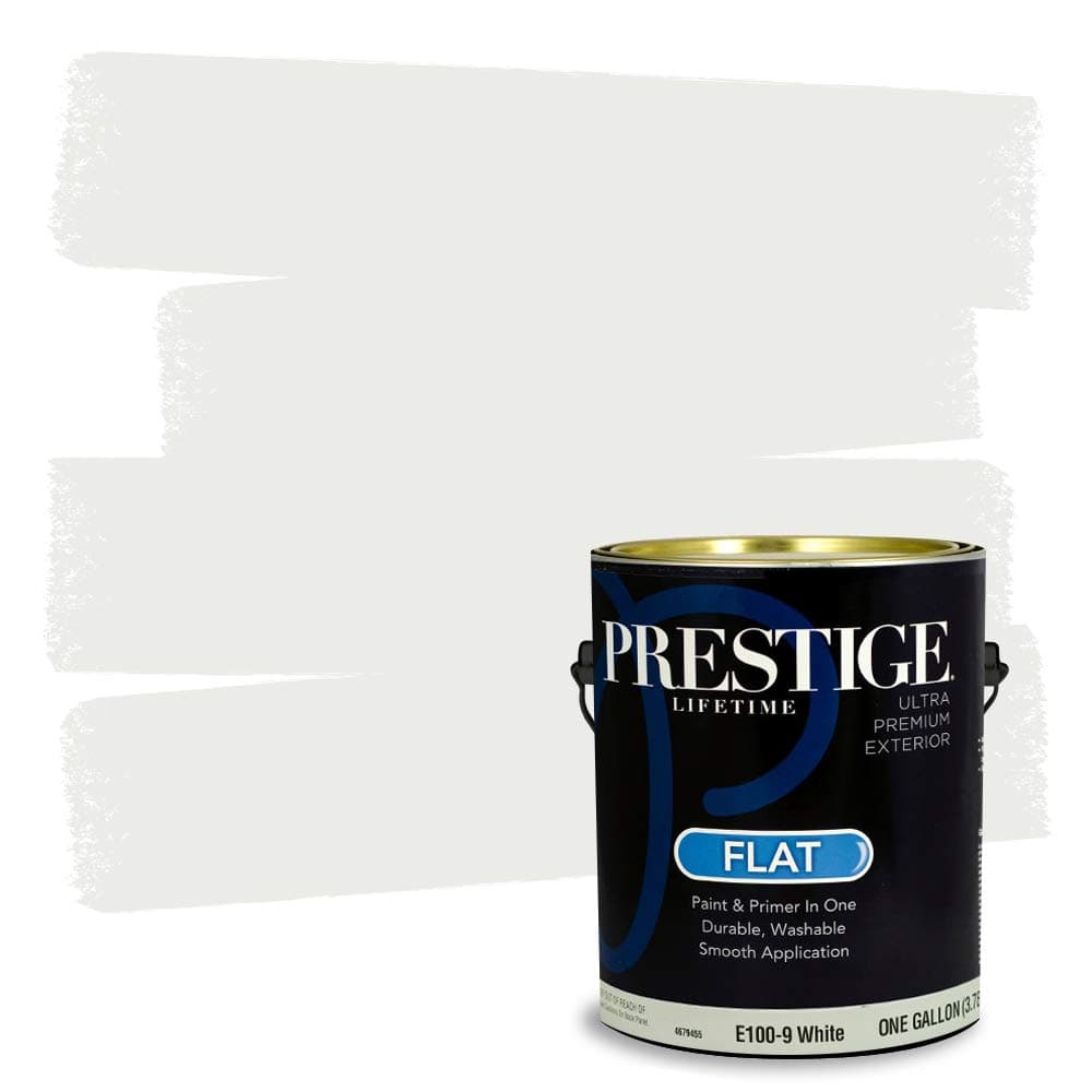 PRESTIGE Paints Exterior Flat Paint and Primer in One, 1 Gallon, White