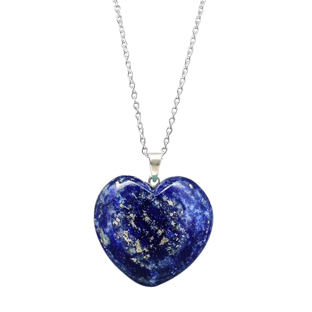 Gempires Love Heart Crystal Pendant Necklace for Women, Silver Plated 18 + 2 Inch Adjustable Chain