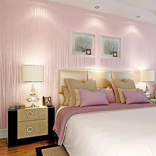 Trendy source 3d Textured Wallpaper for walls Background Damask wallpaper, Dustproof, Moistureproof, Anti-Bacterial Non-Woven Wallpaper for wall murals living room Pink 21.6" x 393.7"