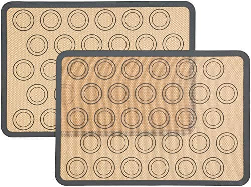 Pro Silicone Macaron Baking Mat, YOURSEE 2-Pack Non-Stick Half Sheet (16-1/2" x 11-5/8") Food Safe Tray Pan Liners