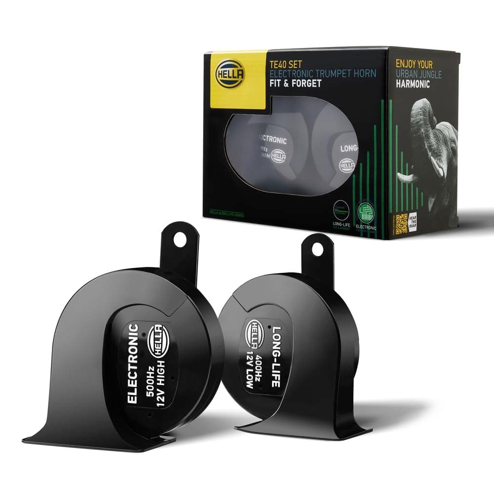 Fanfare eLONG-LIFE HORN TE40 SET - 12V - 112dB(A) - Frequency range from: 400Hz - Frequency range up to: 500Hz - Tweet/Low - Electric - Housing Colour: Black - Quantity: 2-3FH 007 728-981