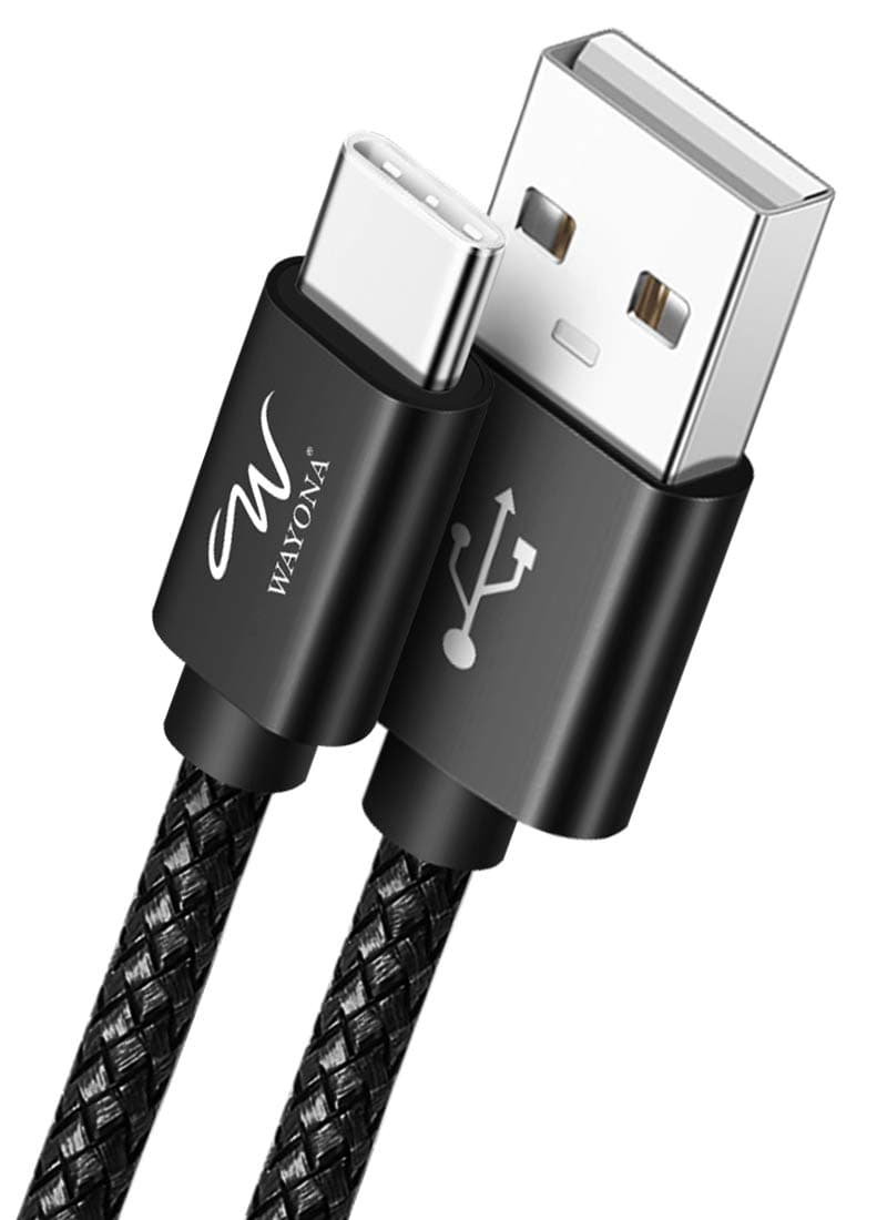 Wayona Type C 3Meter Nylon Braided 65W/3A Fast Charging USB C Long Cable Compatible for Samsung Galaxy S24, S23, S22, iPhone 15 Series, Android Auto, Apple CarPlay (10 FT Pack of 1, Black)