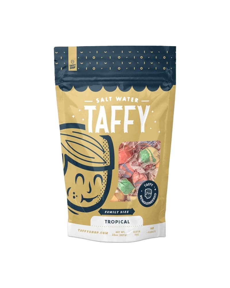 Taffy Shop Tropical Mix Salt Water Taffy - Assorted Gourmet Soft Chewy Candy, Variety Pack, Bulk Sweet Snack, Fresh Gift & Gluten-Free, 140 Individually Wrapped Pieces(32oz)