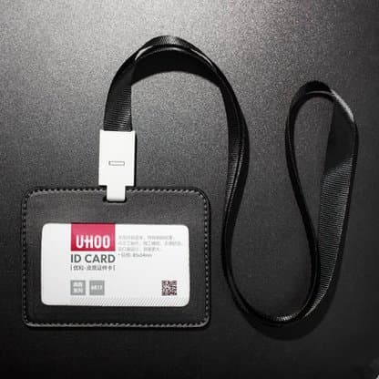 Life purchase PU leather style horizontal version of the double-sided document window frame 1 and 1 card slot and a lanyard (black)