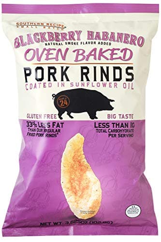 Southern Recipe Small Batch Oven Baked Pork Rinds | Keto Snacks, Low Carb Snacks, High Protein, Gluten Free | Blackberry Habanero, 3.6 Ounce Bag (Pack of 6)