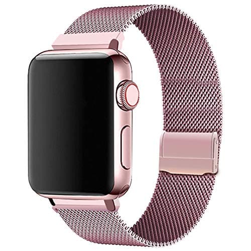 WAAILU Compatible with Apple Watch Band 38mm 40mm 42mm 44mm, Bicolor Stainless Steel Mesh Sport Wristband Loop Compatible for iWatch Series 5/4/3/2/1