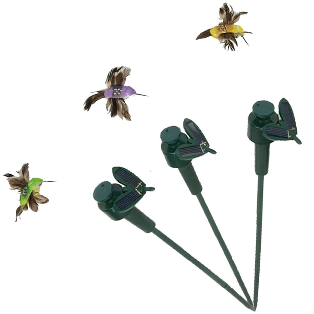 SAGUARO Pack of 3 Solar/Battery Powered Flying Wobble Fluttering Hummingbird Bird for Garden Yard Plants Flowers Patio Landscape Outside Decor Color Random