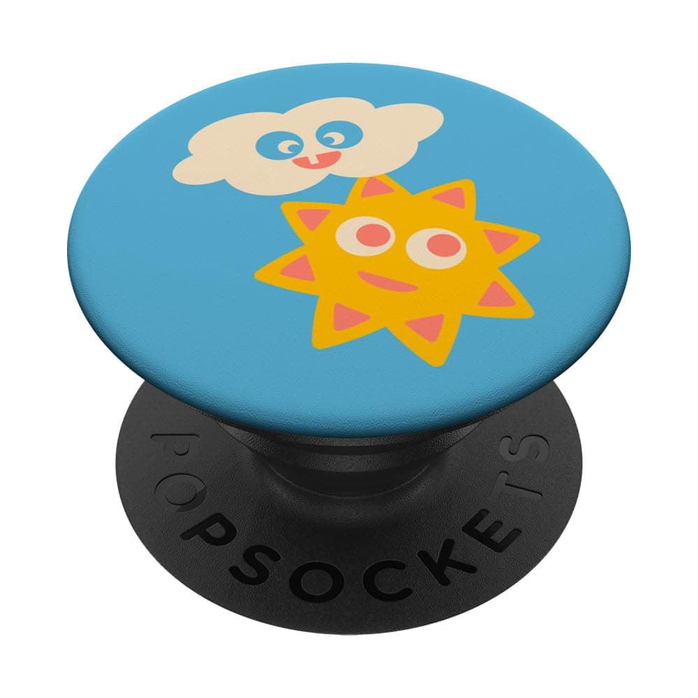 SUNNY WITH CLOUDY PERIODS Cute Kawaii Fun Smiling Cloud Sun PopSockets Swappable PopGrip