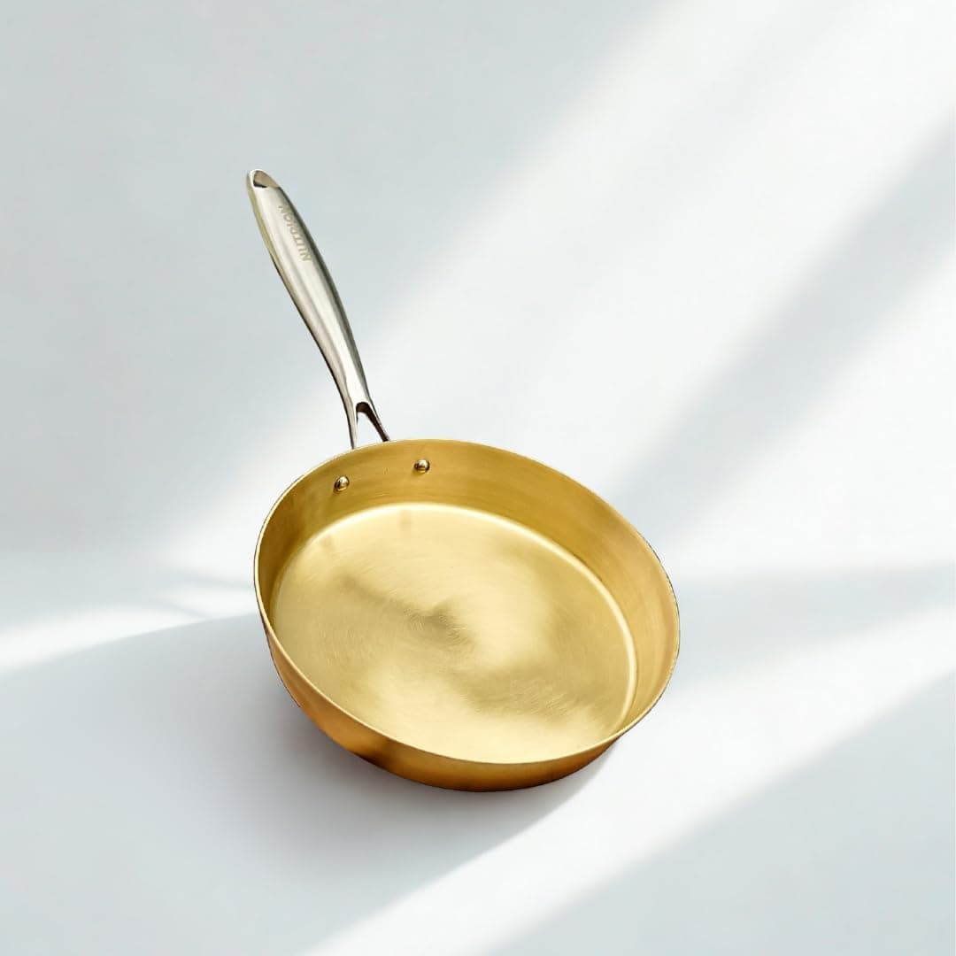 – NUTRION Pure Bronze Premium Non Stick Frying Pan Traditional Indian Cooking Pan Tawa For Cooking With Health-Boosting Properties Bronze 24cm Medium Pan