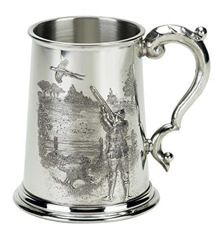Farm Cottage BrandsPewter 1 pint tankard with a game shooting scene