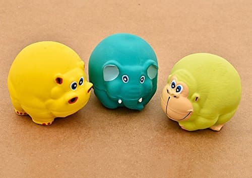 CatYou 3PCS Latex Dog Squeak Toys, Chew Molar Dog Toy, 3" Diameter, for Puppy Small Medium Dogs