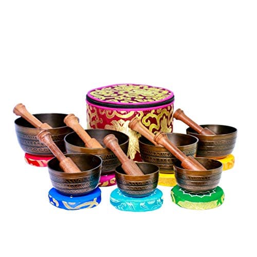 Chakra Healing Tibetan Singing Bowls (Set of 7) for A,B,C,D,E,F,G Chakras By yoga creation