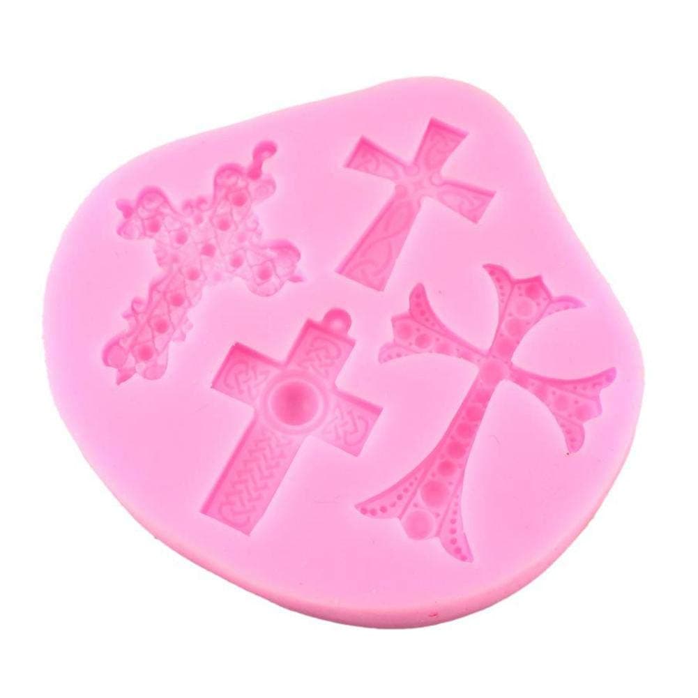 TRULIL Silicone Cake Mold 4 Hole Lace Cross Silicone Baking Mould DIY Cake Dessert Bake Ware Mould Chocolate Mould Fondant Molds