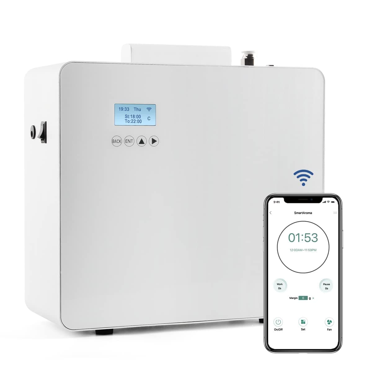 Commercial HVAC App Fragrance Machine, 10000 Sq. Ft Coverage Oil Diffuser for Essential Oils, Bluetooth & WiFi Waterless Scent Air for Home, Business, Office, Hotel, Store, Spa, Extra Large Room