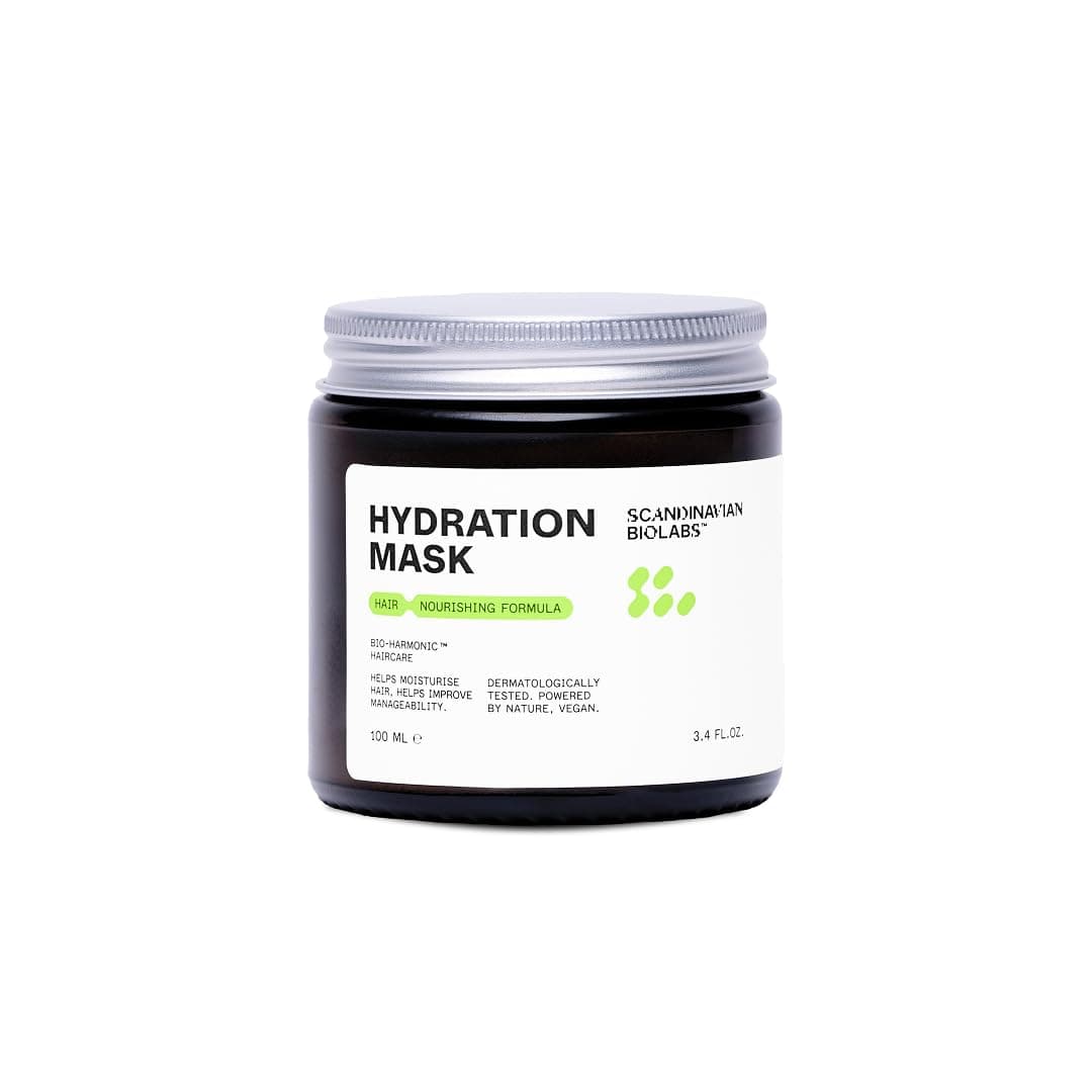 Scandinavian Biolabs Hydration Mask | Deep Moisture, Enhances Shine, Frizz & Damage Control, Immediate Hydration, Plant-Based Oils Blend, Suitable for All Hair Types, 100 mL/ 3.4 Oz