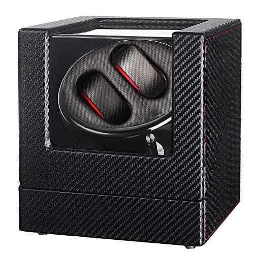 Double Watch Winder, Wooden Automatic Watch Winder Box for 2 Watches, Watch Display Case with Mabuchi Motor and Dual Power Supply