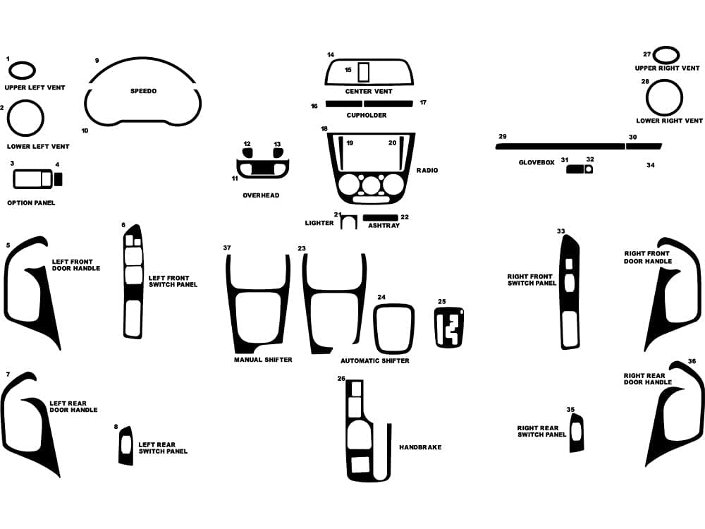 Rvinyl Rdash Dash Kit Decal Trim Compatible with Subaru Impreza 2002-2004 - Carbon Fiber 3D (Silver)
