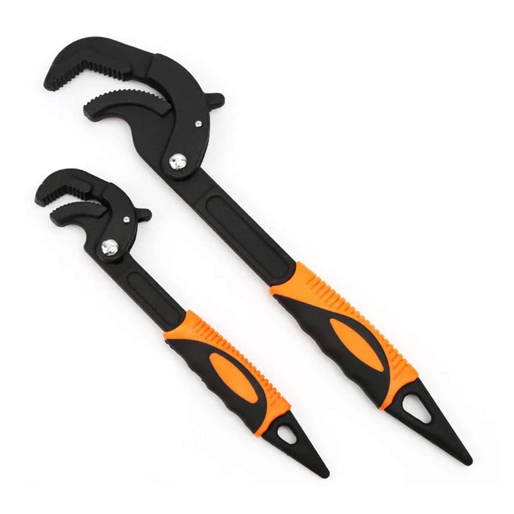 2 Pcs Multi-Function Universal Wrench Set Self Adjusting Spanner Quick Power Grip Pipe Wrench for Auto Repair and Home Maintenance