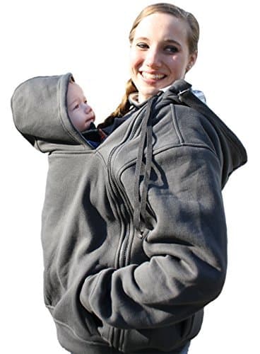 RooCoat Babywearing Coat - Charcoal with Gray Stripes - Medium