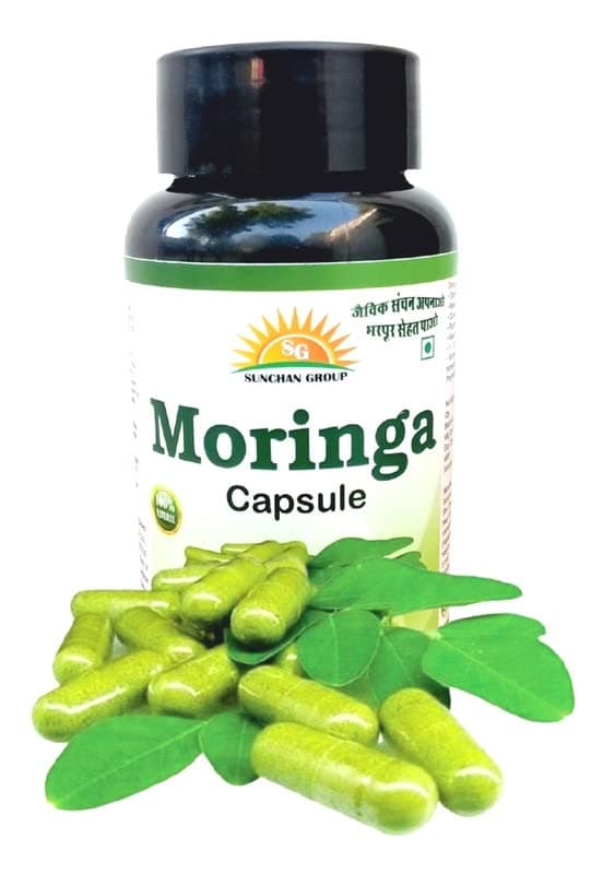 Sunchan Group Moringa Capsule 60 / Drumstick Capsule/Moringa oleifera/Sahjan/Pure Organic Herbal Mix Vegetarian Healthy Heart, Immunity Power & Body Detox Capsules (Pack Of 1)