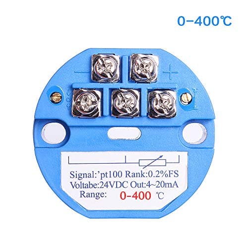 Temperature Sensor Transmitter, 0-400℃ 24V DC 4-20MA RTD PT100 Temperature Sensor SBW for Integrated Thermal Resistance Thermocouple PLC Module