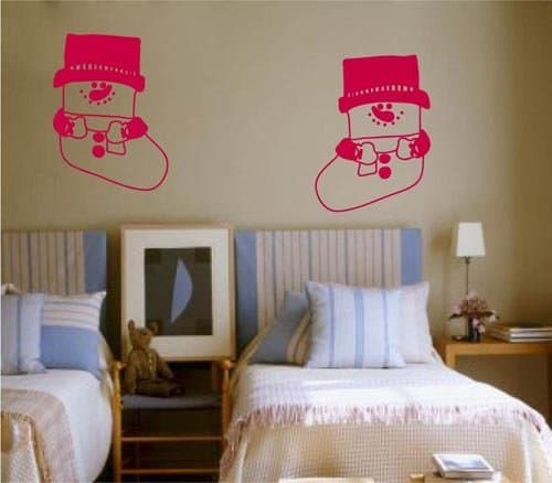 Large--Easy instant decoration wall sticker wall mural--Snowman Socking