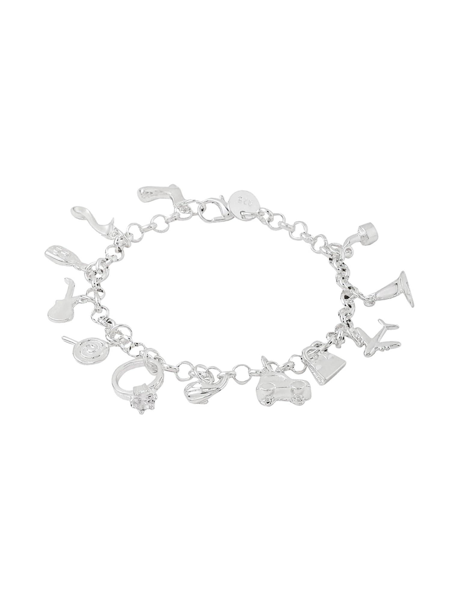 Jolly Charms 925 Silver Plated (hallmarked) Charm Bracelet for Girls & Women