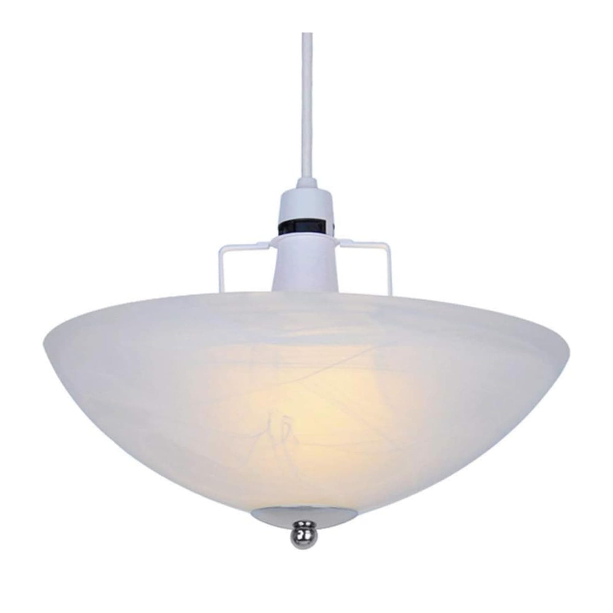 MiniSun | Traditional Alabaster Glass Uplighter Ceiling Light Shade with a Silver Chrome Gimble | Close-to-Ceiling Lights, Home Décor & Improvement Essential | 33.6cm Shade Width