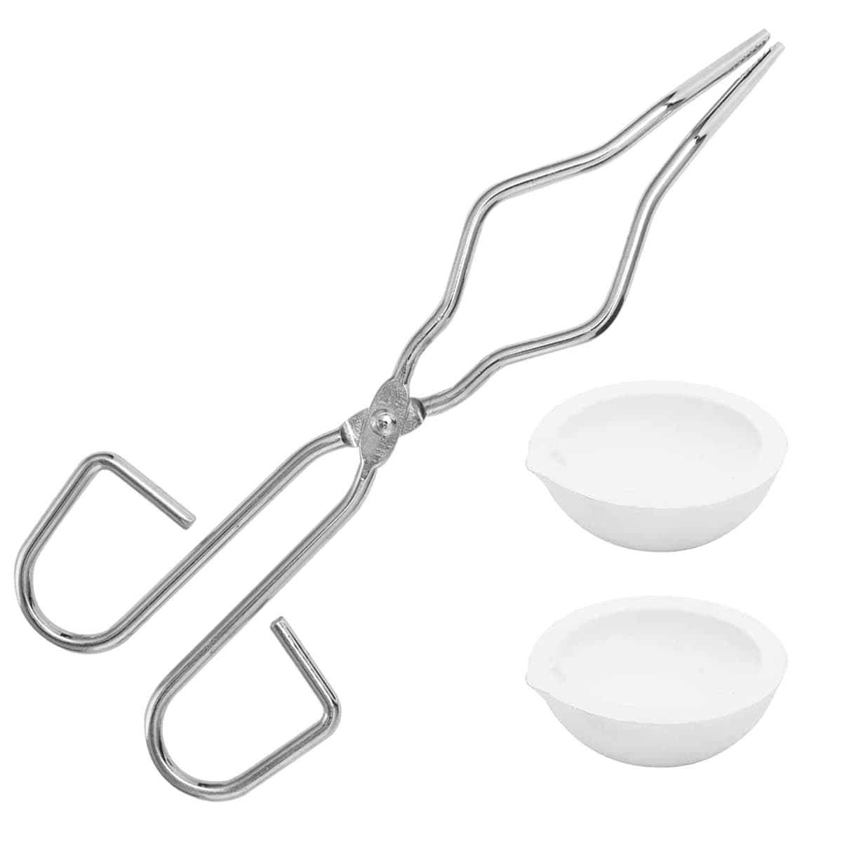 LTKJ 2pcs Smelting Bowl Dish 150g Crucible Melting gold-silver + 25cm Crucible Tongs