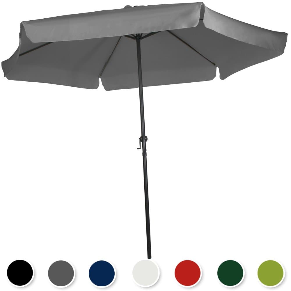 Standard Garden Umbrella - 3 m Ø, UV Protection 30+, Water-Repellent Polyester, with Crank Handle, Choice of Colours - Patio, Outdoor, Sun Parasol, Sunshade