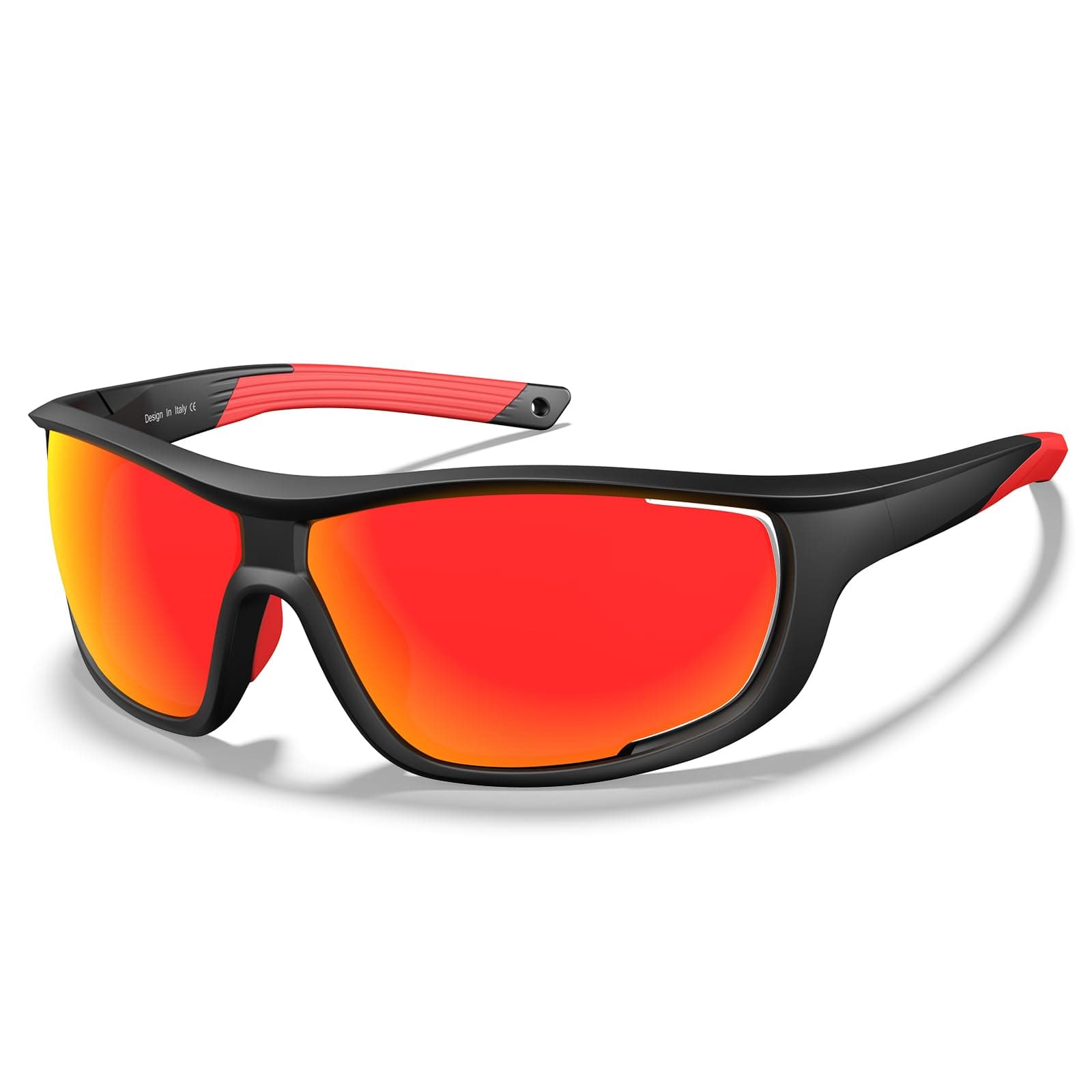 CARFIA Polarized Sports Sunglasses for Men Women Unique Lens Sides Vent Glasses for Baseball Running Cycling