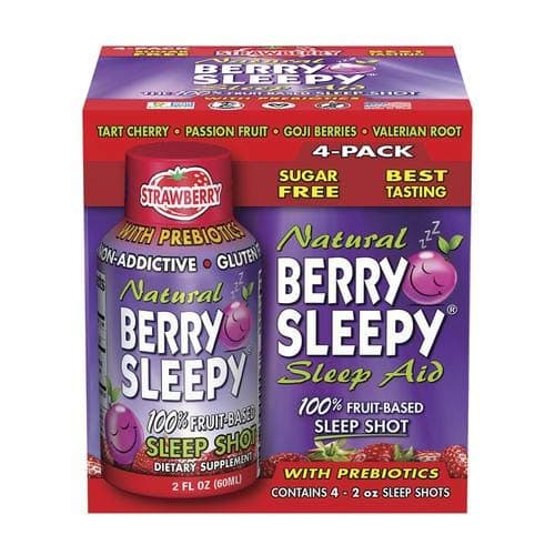 Berry Sleepy 4- Pack 2 oz. Sleep Shot with Prebiotics - Natural Strawberry Flavor