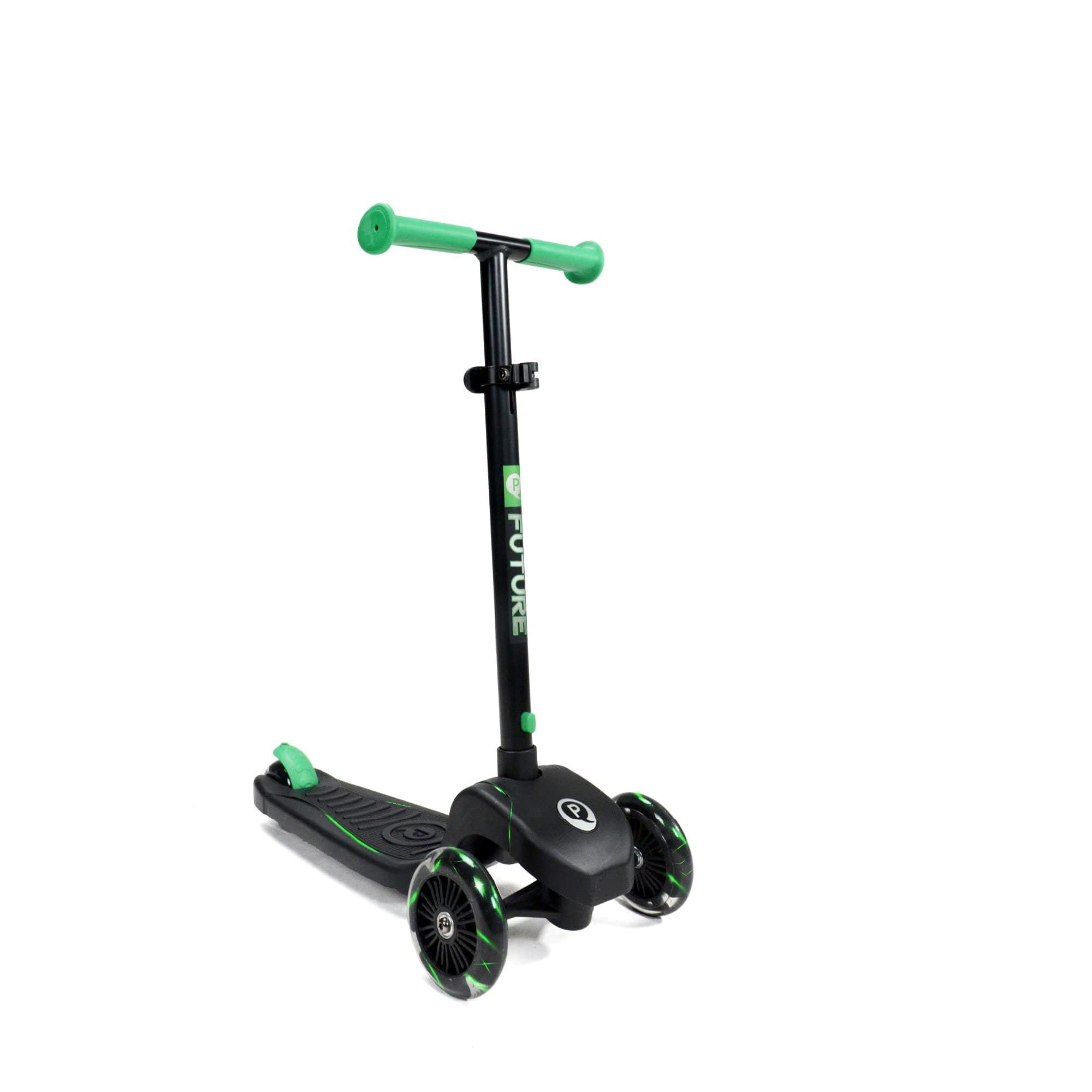 QPlay 3 Wheel Scooter (1.5-10 yrs Old), Green | LED Light Flashes as it Glides and Curves | for Toddlers to Pro Riders, The Folding Scooter Effortlessly Folds Down for Compact Storage