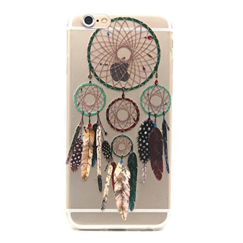 Iphone 6 Plus Case, Dealspank® Stylish Pattern Ultra Slim Soft Flexible TPU Protective Case for iPhone 6 Plus / 6S Plus 5.5 Inch - Feather Dreamcatcher+ A shinning hair bun sent randomly