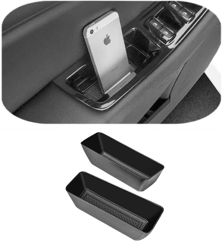 Vesul Black Front Row Door Side Storage Box Handle Pocket Armrest Phone Container Fits on Ford Edge 2015 2016 2017 2018 2019