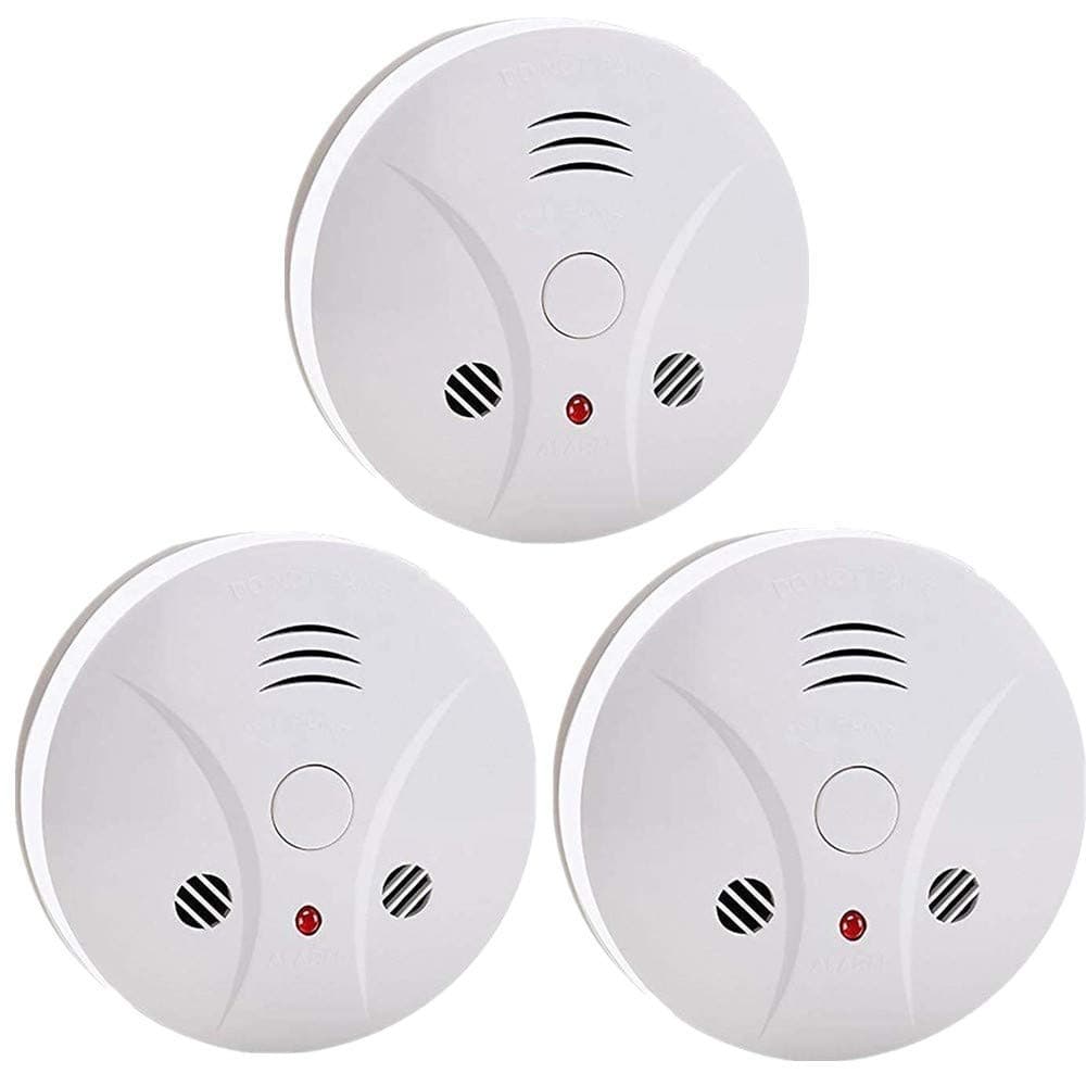 3 Pack Fire Alarms Smoke Detector Battery Operated with Photoelectric Sensor and Silence Button, Travel Portable Smoke Alarms