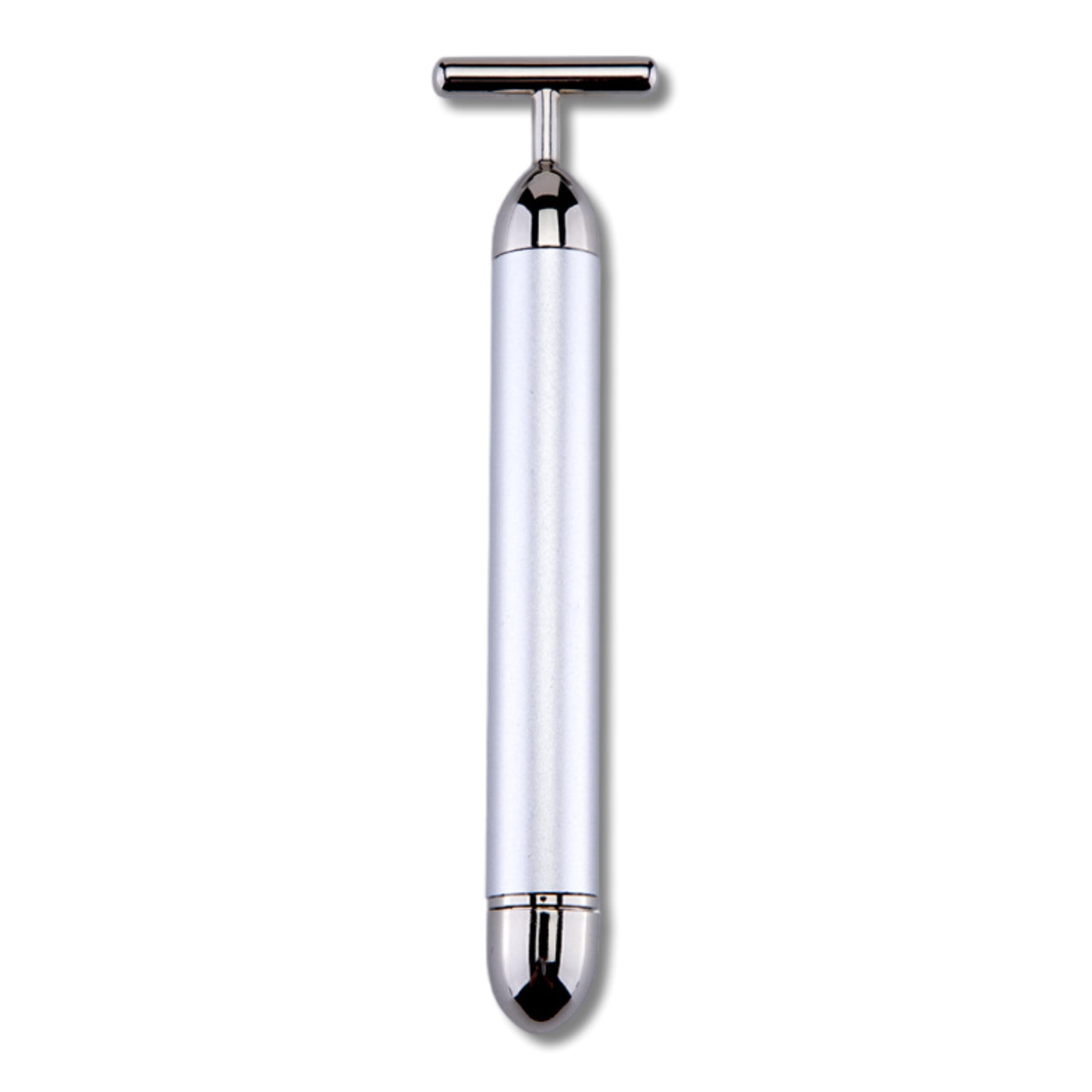 Electric Face Massager Machine | T Shape Facial Roller | Beauty Bar Face Massager Kit | Facial Massage Tools for Skin Care | Face Roller Massager for Relaxation & Glowing Skin (Silver)