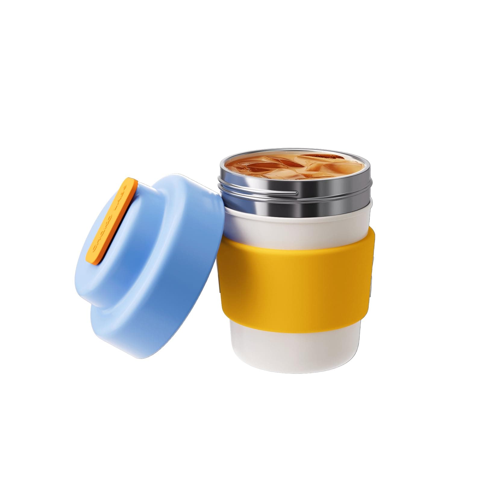 CHAKO LAB Insulated Travel Coffee Mug Vacuum Double Wall Easy Grip BPA Free Blue Lid 14 oz